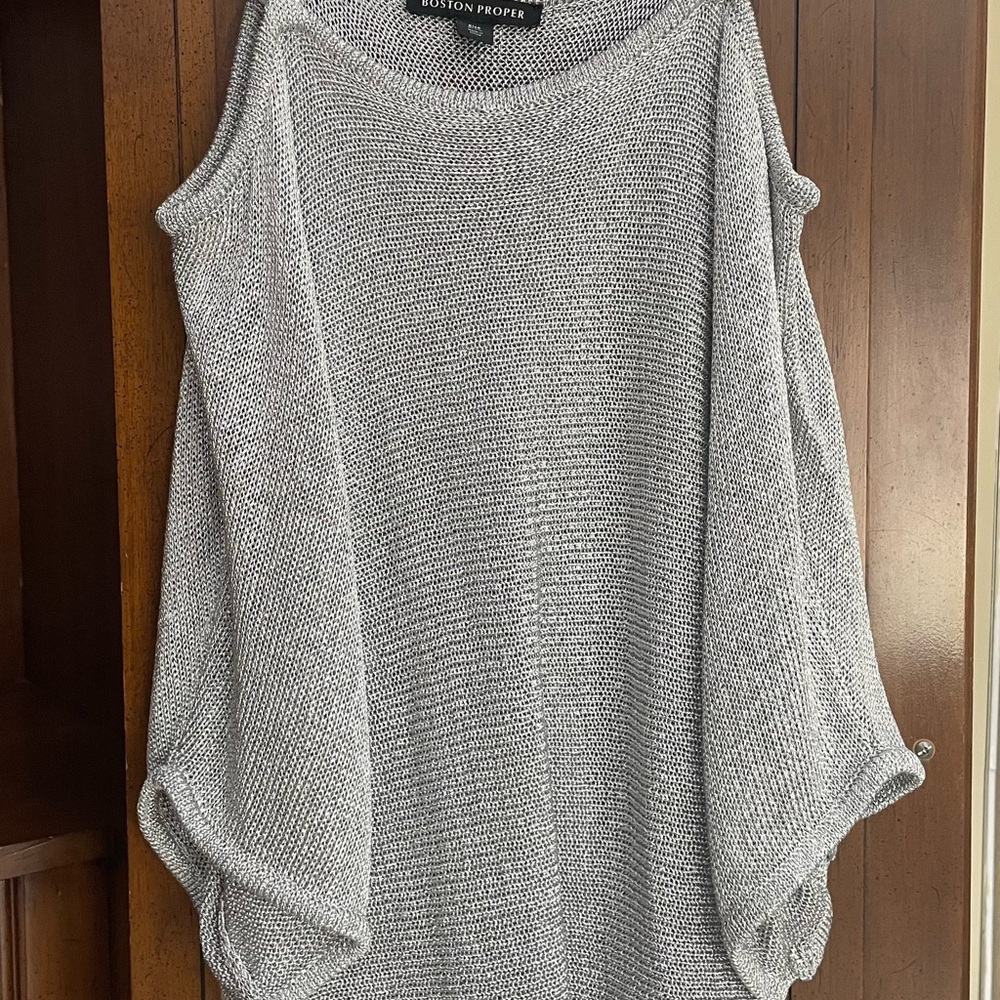 Boston Proper Metallic Knit Top L/XL